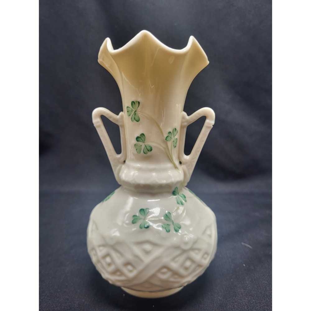 Belleek Shamrock Harp Vase Ireland